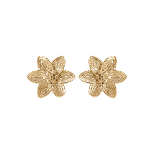 BOUCLES D'OREILLES TIGE ARGENT DORÉ FLEUR 1 OXYDE BLANC SERTI