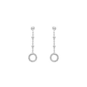 BOUCLES D'OREILLES TIGE ARGENT RHODIÉ PENDANTE CERCLE