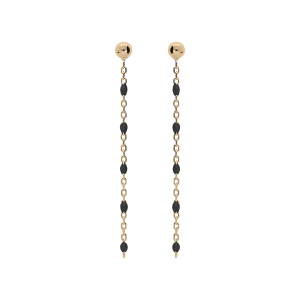 BOUCLES D'OREILLES TIGE ARGENT ET DORURE JAUNE OLIVES RÉSINE NOIRE