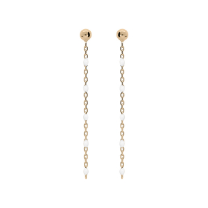 BOUCLES D'OREILLES TIGE ARGENT ET DORURE JAUNE OLIVES RÉSINE BLANCHE