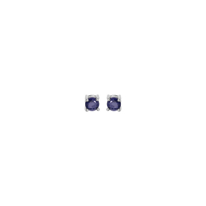 BOUCLES D'OREILLES TIGE ARGENT RHODIÉ CLOU SAPHIR VERITABLE SERTI 4 GRIFFES
