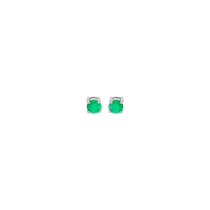 BOUCLES D'OREILLES TIGE ARGENT RHODIÉ CLOU EMERAUDE VERITABLE SERTI