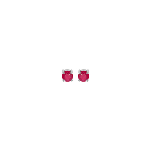 BOUCLES D'OREILLES TIGE ARGENT RHODIÉ CLOU RUBIS VERITABLE SERTI