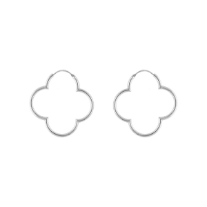 CRÉOLES ARGENT RHODIÉ TREFLE 35MM