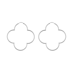 CRÉOLES ARGENT RHODIÉ TREFLE 54MM