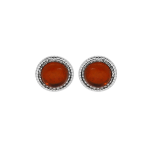 BOUCLES D'OREILLES TIGE ARGENT RHODIÉ ET PUCE 6MM AMBRE VÉRITABLE