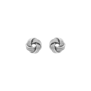 BOUCLES D'OREILLES TIGE ARGENT RHODIÉ NOEUD D'AMOUR 6MM