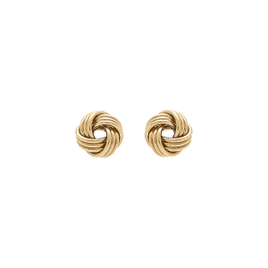 BOUCLES D'OREILLES TIGE ARGENT DORÉ NOEUD D'AMOUR 6 MM