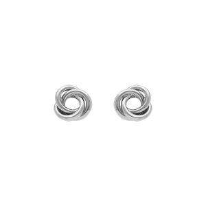 BOUCLES D'OREILLES TIGE ARGENT RHODIÉ NOEUD D'AMOUR 7MM