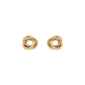 BOUCLES D'OREILLES TIGE ARGENT DORÉ NOEUD D'AMOUR 7 mm