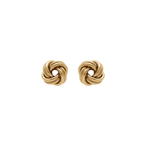 BOUCLES D'OREILLES TIGE ARGENT DORÉ NOEUD D'AMOUR 7 mm