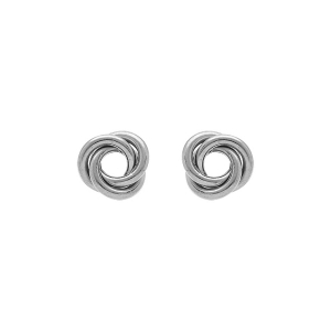 BOUCLES D'OREILLES TIGE ARGENT RHODIÉ NOEUD D'AMOUR 10MM