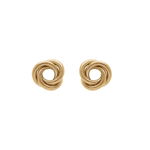 BOUCLES D'OREILLES TIGE ARGENT DORÉ NOEUD D'AMOUR 10 mm