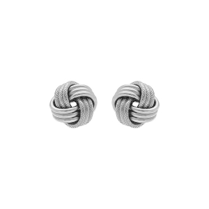 BOUCLES D'OREILLES TIGE ARGENT RHODIÉ NOEUD D'AMOUR 9MM