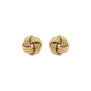 BOUCLES D'OREILLES TIGE ARGENT DORÉ NOEUD D'AMOUR 9 mm