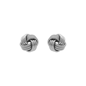 BOUCLES D'OREILLES TIGE ARGENT RHODIÉ NOEUR D'AMOUR 10.5MM