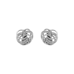 BOUCLES D'OREILLES TIGE ARGENT RHODIÉ NOEUD D'AMOUR 10MM