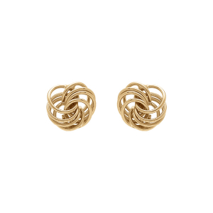 BOUCLES D'OREILLES TIGE ARGENT DORÉ NOEUD D'AMOUR 10 mm
