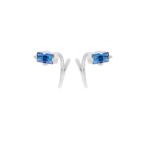 BOUCLES D'OREILLES ARGENT RHODIÉ ENROULEE OXYDE BLEU FONCÉ