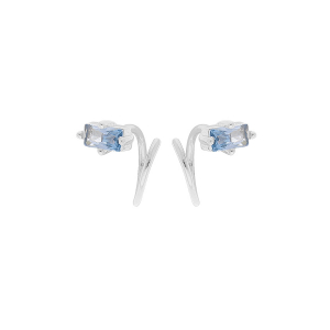 BOUCLES D'OREILLES ARGENT RHODIÉ ENROULEE OXYDE BLEU CIEL
