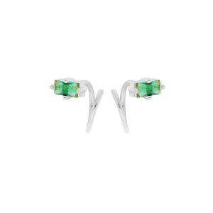 BOUCLES D'OREILLES ARGENT RHODIÉ ENROULEE OXYDE VERT