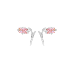 BOUCLES D'OREILLES ARGENT RHODIÉ ENROULEE OXYDE ROSE