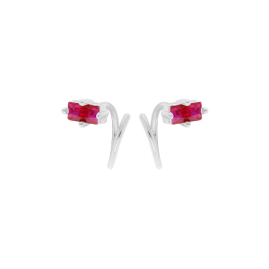 BOUCLES D'OREILLES ARGENT RHODIÉ ENROULEE OXYDE ROUGE