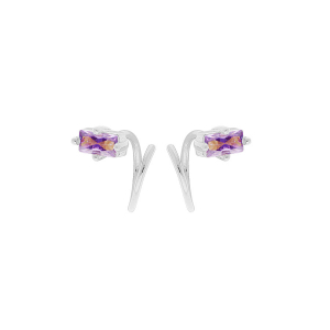 BOUCLES D'OREILLES ARGENT RHODIÉ ENROULEE OXYDE VIOLET