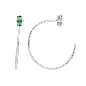 BOUCLES D'OREILLES ARGENT RHODIÉ ENROULEE OXYDE VERT