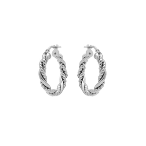 CRÉOLES ARGENT RHODIÉ 15MM TRESEE FIL BOULES
