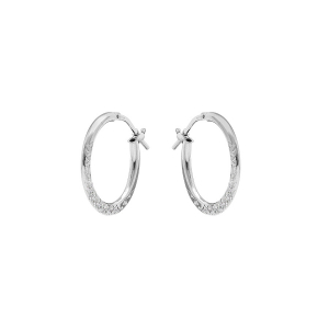 CRÉOLES ARGENT RHODIÉ 15MM PLATE MOTIF MARTELÉ