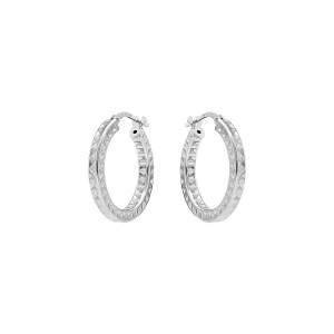 CRÉOLES ARGENT RHODIÉ 15MM MOTIF MARTELÉ