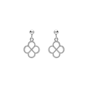 BOUCLES D'OREILLES TIGE ARGENT RHODIÉ CLOU FLEUR AJOURÉE