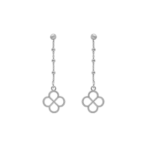 BOUCLES D'OREILLES TIGE ARGENT RHODIÉ PENDANTE FLEUR AJOURÉE