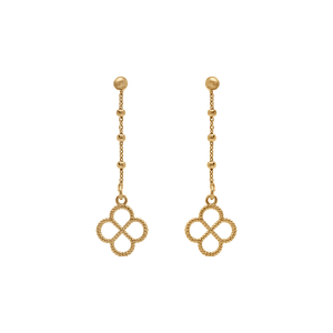BOUCLES D'OREILLES TIGE ARGENT DORÉ PENDANTE FLEUR AJOURÉE