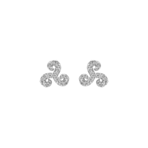 BOUCLES D'OREILLES TIGE ARGENT RHODIÉ 14MM OXYDES BLANCS