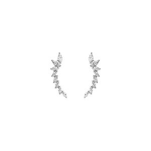 BOUCLES D'OREILLES TIGE ARGENT RHODIÉ PENDANTES OXYDES BLANCS SERTIS