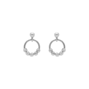 CRÉOLES ARGENT RHODIÉ BOULES DIAMANTÉES