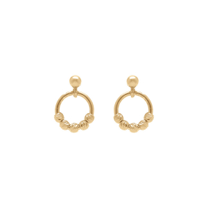 CRÉOLES ARGENT DORÉ BOULES DIAMANTÉES