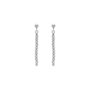 BOUCLES D'OREILLES TIGE ARGENT RHODIÉ PENDANTE BOULES DIAMANTÉES