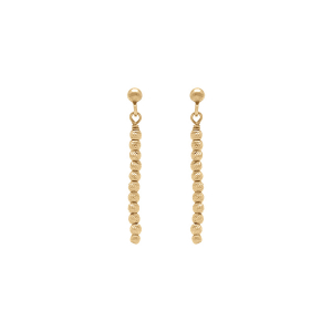 BOUCLES D'OREILLES TIGE ARGENT DORÉ PENDANTE BOULES DIAMANTÉES