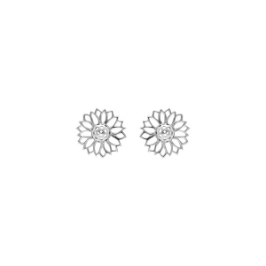 BOUCLES D'OREILLES TIGE PUCE ARGENT RHODIÉ FLEUR TOURNESOL