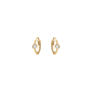 BOUCLES D'OREILLES CRÉOLES ARGENT DORÉ OXYDE BLANC SERTI
