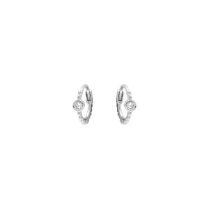 BOUCLES D'OREILLES CRÉOLES ARGENT RHODIÉ OXYDE BLANC SERTI