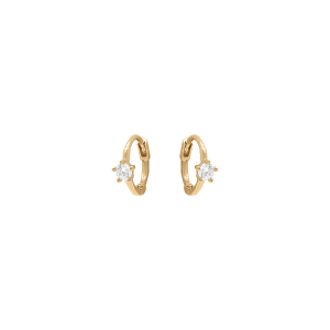 BOUCLES D'OREILLES TIGE ARGENT DORÉ AVEC FLEUR OXYDES BLANCS SERTIS