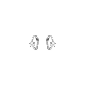 BOUCLES D'OREILLES TIGE ARGENT RHODIÉ AVEC FLEUR OXYDES BLANCS SERTIS
