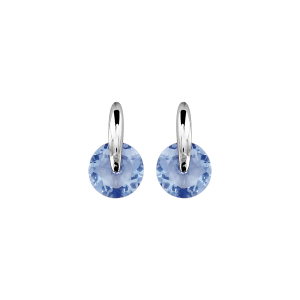 BOUCLES D'OREILLES TIGE ARGENT RHODIÉ RONDE PIERRE BLEU SYNTH