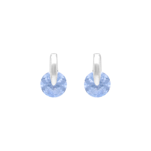 BOUCLES D'OREILLES TIGE ARGENT RHODIÉ RONDE PIERRE BLEU SYNTH