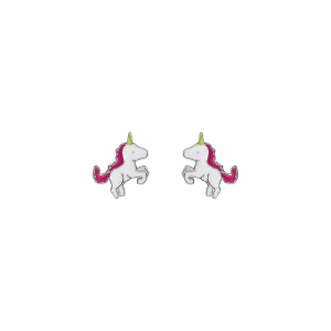 BOUCLES D'OREILLES TIGE ARGENT RHODIÉ LICORNE ENTIERE