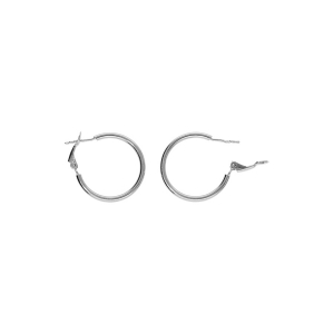 CRÉOLES ARGENT RHODIÉ LISSE TUBE 2MM DIAM 20MM TIGE ET CLAPET